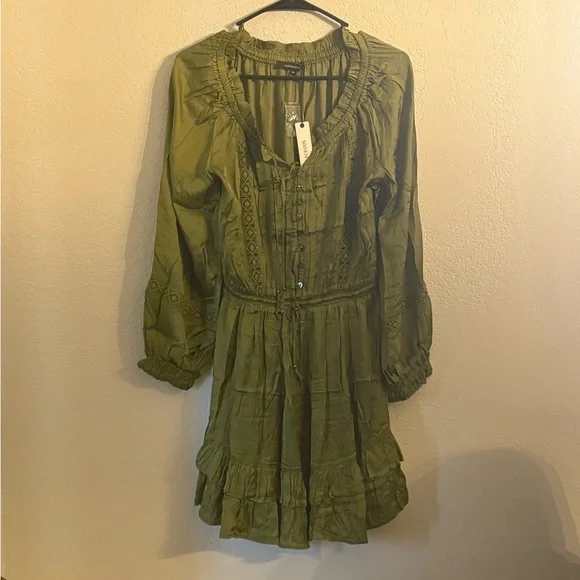 olivaceous green dress Olivaceous LS Henley Dress – Retail Therapy by The Collective main image 0